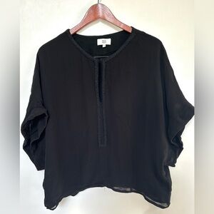 Noa noa black top blouse loose fitting beaded shirt